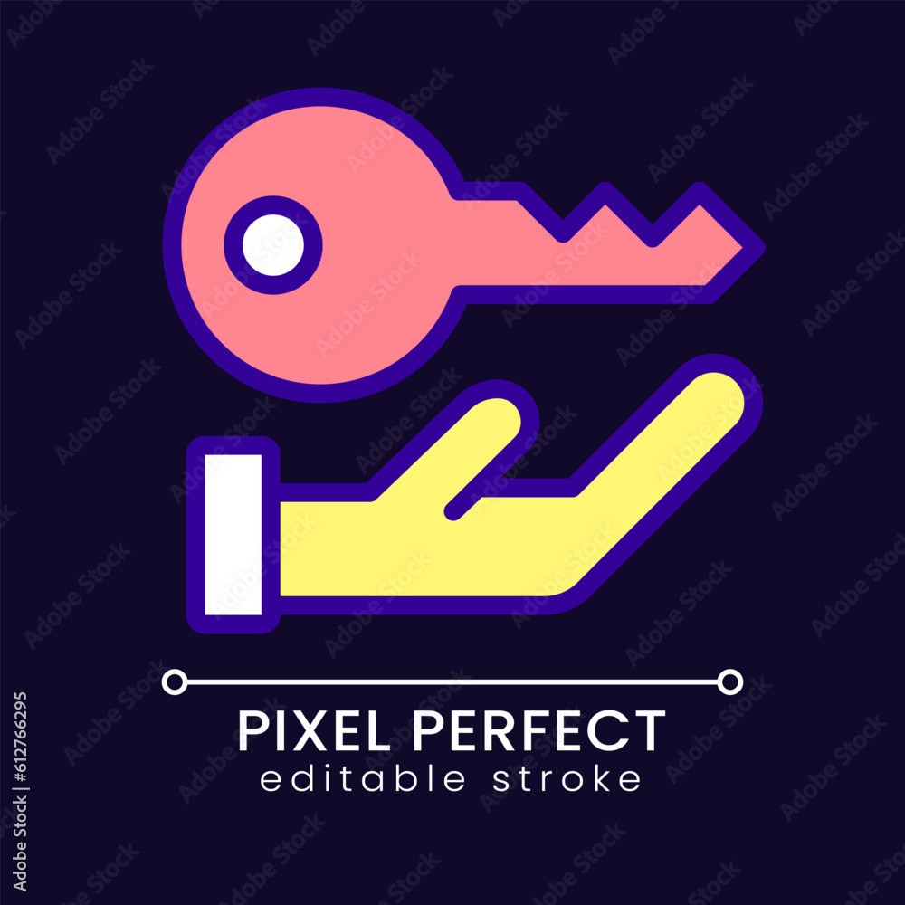 Poster key pixel perfect rgb color icon for dark theme. access to private information. data storage securit