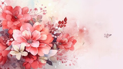 Watercolor Floral background, generative AI