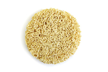 Dry instant noodles vermicelli isolated on a white background