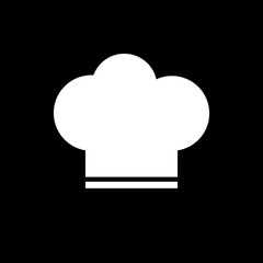 Chef hat icon on black.