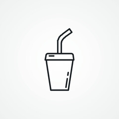 soda drink cup line icon. soda in disposable glass with straw line icon