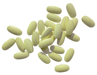 green pills  isolated on transparent or white background, png	