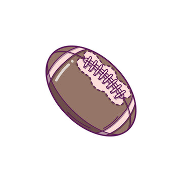 Hand drawn American Football Ball in doodle style isolated on white background