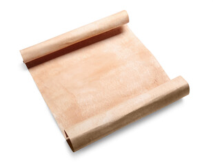 Blank sheet of old parchment paper on white background