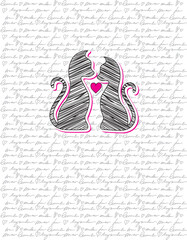 cat and lettering print pattern