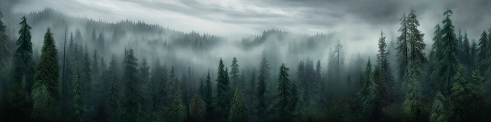 Forest ate in the fog. Generative AI,