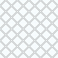 Seamless Geometric Pattern, Drawn on Checkered Notebook. Endless Modern Mosaic Texture.  Fabric Textile, Wrapping Paper, Wallpaper. Vector Contour Illustration. Coloring Book Page