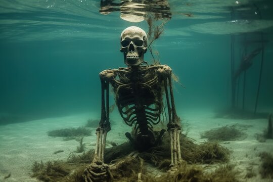 human skeleton underwater