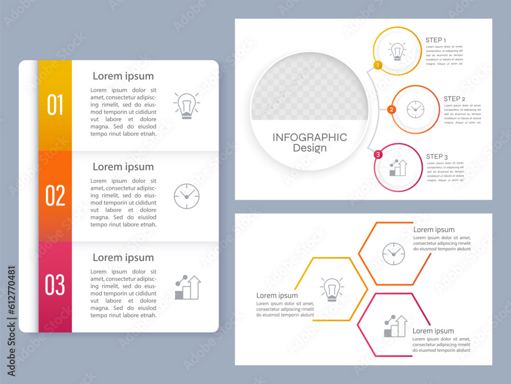 Aufkleber business infographic chart design template set. editable infochart with icons. instructional graphic