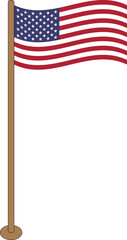 Fototapeta premium USA flag, American waving flag with stand, Original colors, high resolution vector