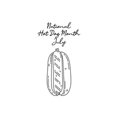 line art of national hot dog day good for national hot dog day celebrate. line art. illustration.
