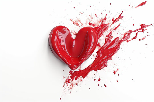 paint splashes streaks of paint or blood with a shape heart