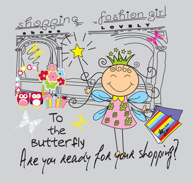 girl and letter print pattern