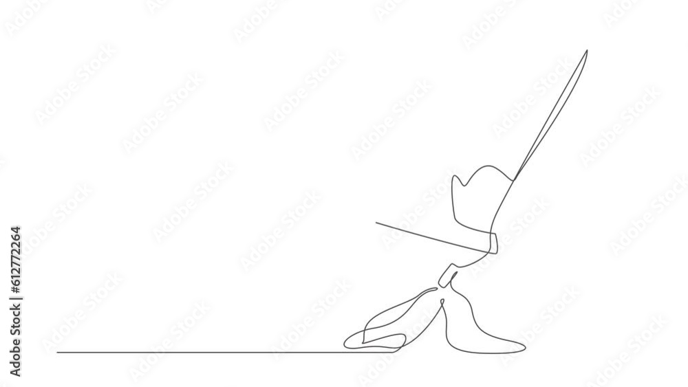 Aufkleber animated self drawing of continuous one line draw robot leg step on business banana peel. imminent d