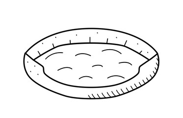 Soft litter for domestic dogs and cats. Vector icon doodle illustration of a bed for pets. Accessory pet store.
