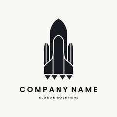 Rocket Logo vector design template black logo and white background