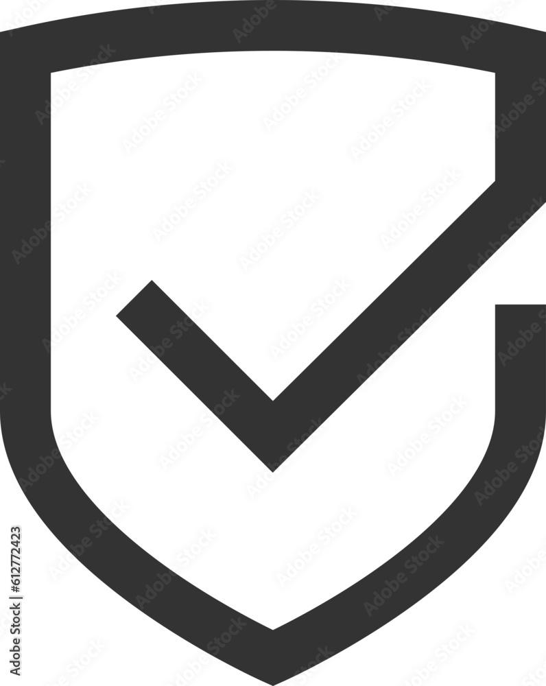 Poster shield icon vector with mark symbol. design element.