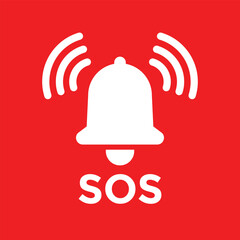 sos bell alert symbol, vector illustration 
