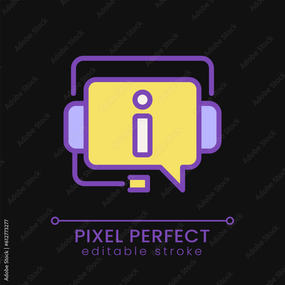 Poster customer support pixel perfect rgb color icon for dark theme. call center. informational help for cl