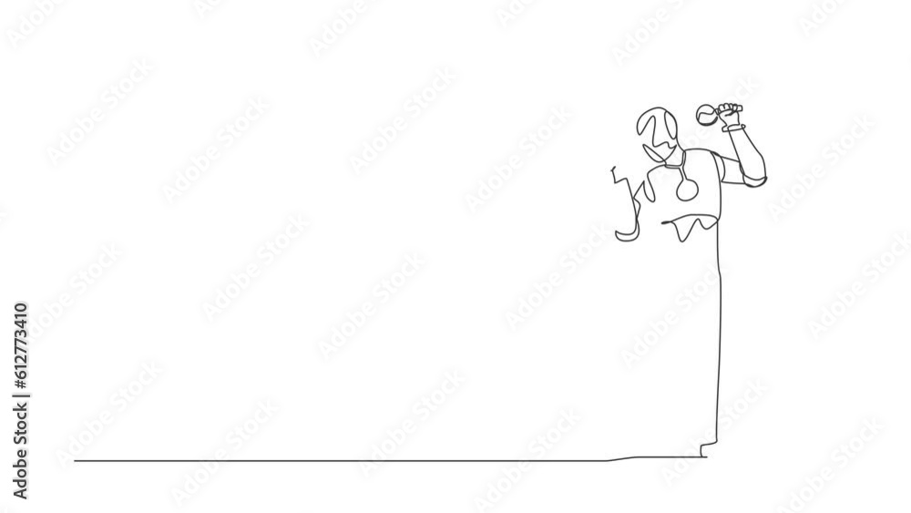 Aufkleber animated self drawing of continuous line draw robot performer with maracas musical instrument at mus