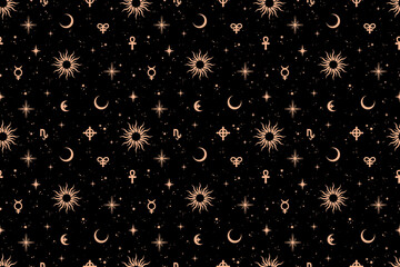 Seamless pattern with different esoteric elements