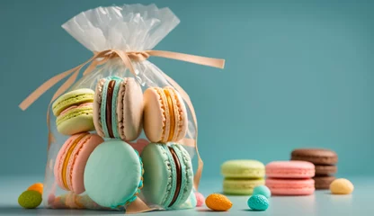 Foto op Canvas pack macaroon set on mint background generative ai © Poter