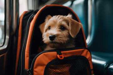 transportation of dogs in a bag. generative ai