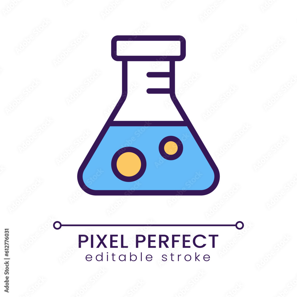 Poster conical flask pixel perfect rgb color icon. scientific experiment. medical test. laboratory glasswar