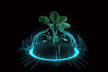 digital plant is growing out of the soil