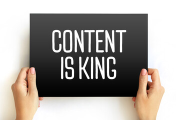 Content Is King text on card, concept background