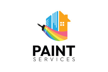 construction paint service logo design template