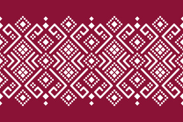 Pink Cross stitch colorful geometric traditional ethnic pattern Ikat seamless pattern border abstract design for fabric print cloth dress carpet curtains and sarong Aztec African Indian Indonesian 