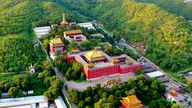Aerial photography of Putuo Zongcheng Temple in Chengde City 