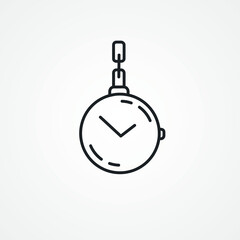 Pocket watch line icon. pocket watch with chain line icon.