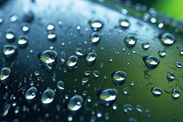 Water Droplet on Surface | Macro Photo of Water Drop, Dripping Water Drops on Glass Surface, reflections on close up water droplet, raindrops in nature