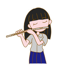 フルートを吹く女の子