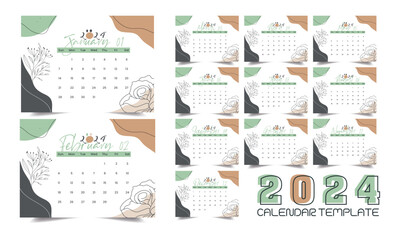 Calendar 2024  corporate design planner template. Calendar 2024