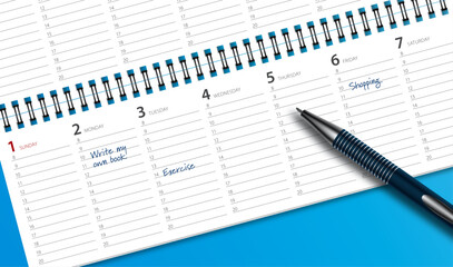 Desk calendar. Editable. Week starts on Sunday