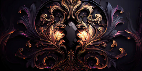 Abstract baroque wallpaper background style illustration (Generative AI)