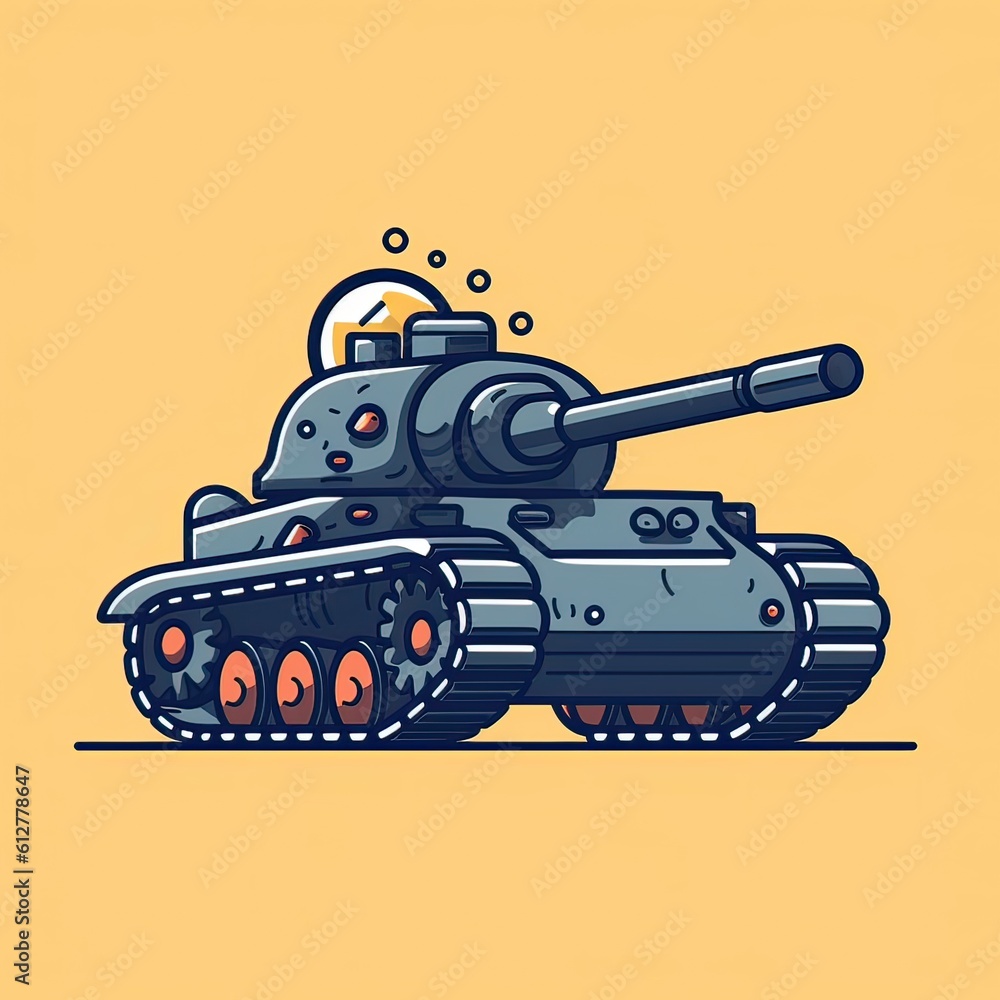 Wall mural Tank Vector Icon Illustration | Vector style tank image, military tank vehicle, army weapon