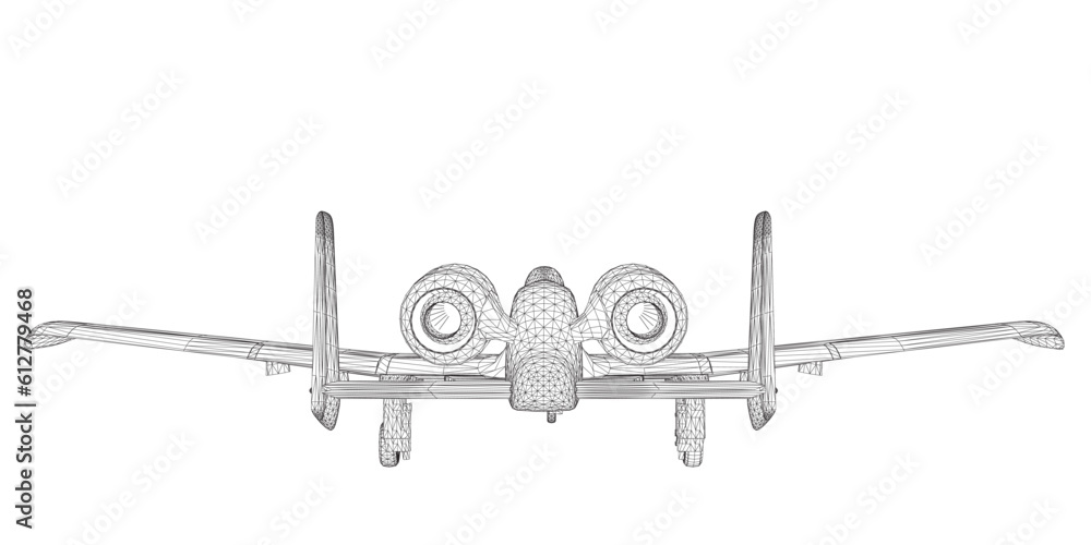 Poster wireframe combat aircraft in isolate on a white background. modern combat aircraft. stylized image o