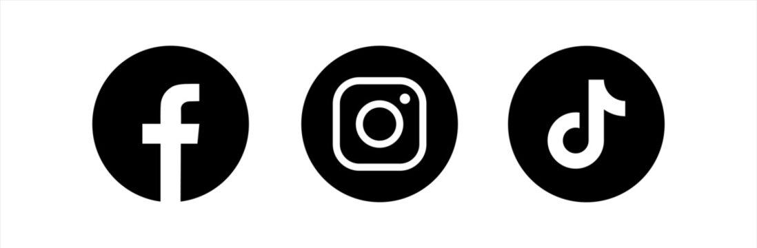 Facebook, instagram and tiktok icon. Social media icons.