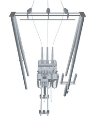 Polygonal Electric transformer substation. Power grid substation - vector illustration. Electrical substation. The high-voltage transformer and switch. Risk of electric shock. electricity supply. 3D..