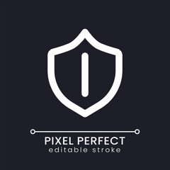 Safeguard pixel perfect white linear ui icon for dark theme. Protecting privacy online. Vector line pictogram. Isolated user interface symbol for night mode. Editable stroke. Poppins font used