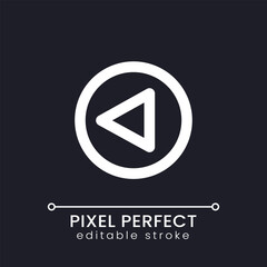 Replay button pixel perfect white linear ui icon for dark theme. Video and audio content. Vector line pictogram. Isolated user interface symbol for night mode. Editable stroke. Poppins font used