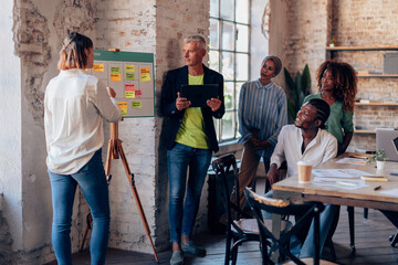 young group of creative people in meeting study solution in design office