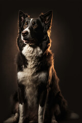 Fototapeta premium Aesthetic photo of border collie in golden light