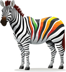 Fototapeta na wymiar Cartoon Juneteenth Zebra Isolated On A White Background