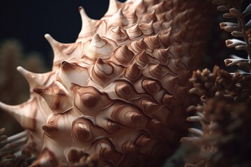 A close-up of a natural object, such as a seashell or pinecone, with interesting and unique shapes and colors, Generative AI