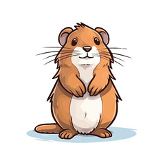 Sweet Muskrat: Irresistible 2D Illustration of a Darling and Resourceful Marsh Creature